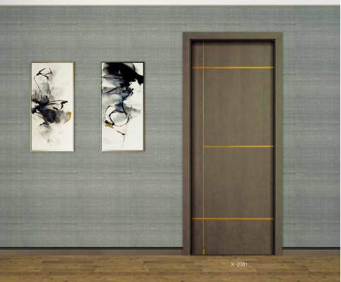 鑫顺来X-2081雕花叉色贴科技木皮平开隔音实木烤漆门