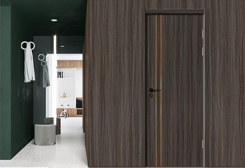 2020年新款零度鑫顺来X-9001平开镶金属条实木烤漆门